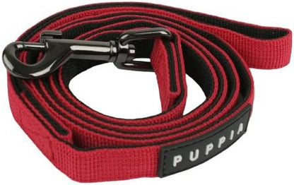 Puppia Two Tone Dog Lead Strong Durable Comfortable Grip Walking Training Leash for Small & Medium Dog, Red, Medium