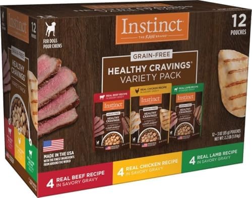 Instinct Healthy Cravings Grain Free Recipe Variety Pack Natural Wet Dog Food Topper by Nature's Variety, 3 oz. Pouches (Pack of 12)