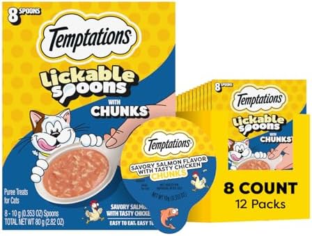 Temptations Lickable Spoons Wet Cat Treats, Salmon with Chicken, 8 ct, 12pk
