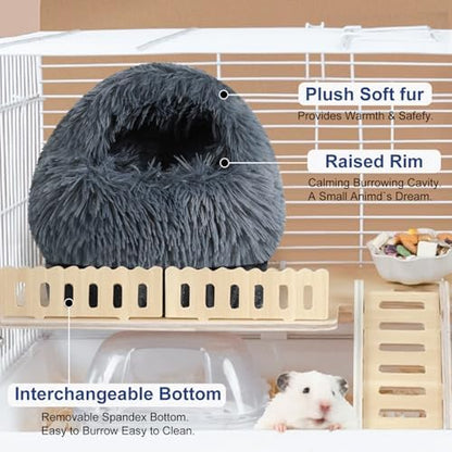 Guinea Pig Hideout, Doughnut Guinea Pig Bed, Rabbit Bunny Hideout(Black)