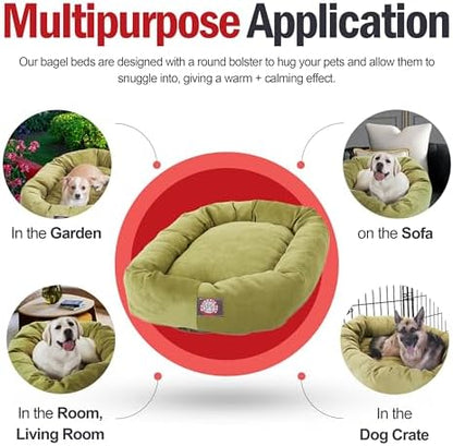 Majestic Pet Micro Velvet Dog Bed, 24 Inch Small, Round, Washable, Apple