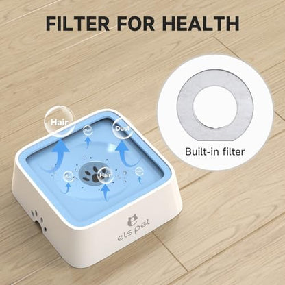 ELS PET Dog Water Bowl 2L, No Spill, Activated Carbon Filter for Dog & Cat