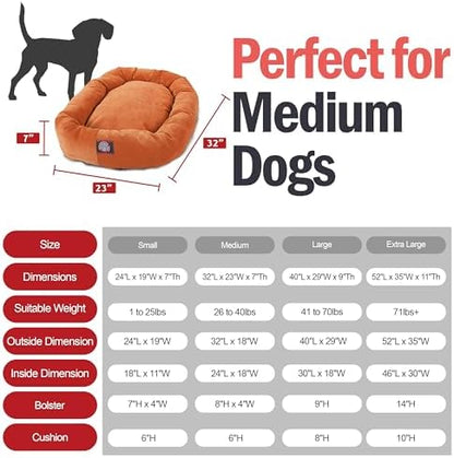 Majestic Pet Micro Velvet Dog Bed, 32 Inch Medium, Round, Washable, Orange