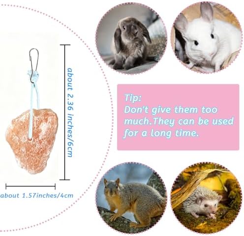 PINVNBY Rabbit Himalayan Salt Lick Block,Small Animals Chew Toys Rabbits Pink Natural Mineral Salts Blocks for Horses Bunny(8 Pcs)