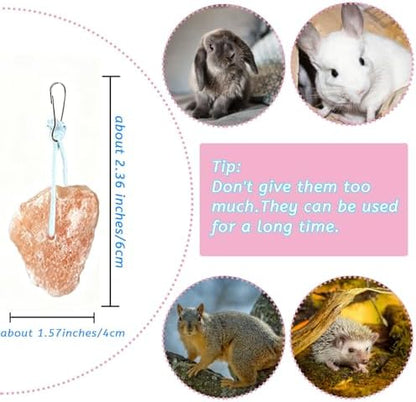 PINVNBY Rabbit Himalayan Salt Lick Block,Small Animals Chew Toys Rabbits Pink Natural Mineral Salts Blocks for Horses Bunny(8 Pcs)