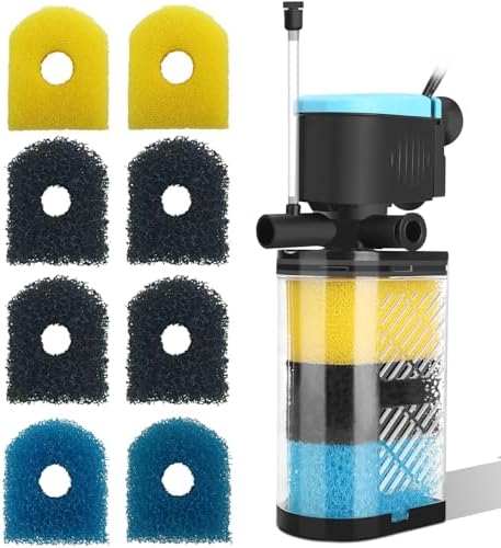 3-Stage Aquarium Filter & Replacement Sponges Set (Including 2 x Fine, 2 x Coarse & 4 x Carbonized Sponge)