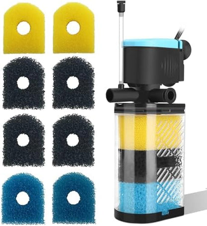 3-Stage Aquarium Filter & Replacement Sponges Set (Including 2 x Fine, 2 x Coarse & 4 x Carbonized Sponge)