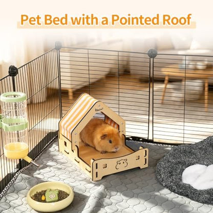 Wooden Guinea Pig Hideout Bunny House Rabbit Bed – Small Animal Habitat