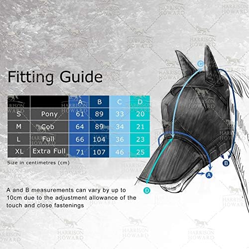 Harrison Howard LumiVista Horse Fly Mask Long Nose with Ears UV Protection for Horse Paisley Wave L Full Size