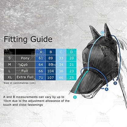 Harrison Howard LumiVista Horse Fly Mask Long Nose with Ears UV Protection for Horse Paisley Wave L Full Size