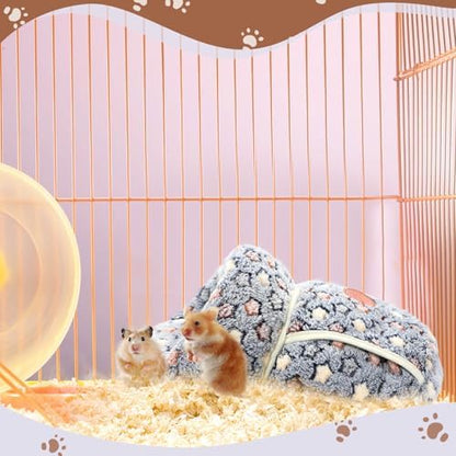 Wenqik 2 Pcs Guinea Pig Fleece Hideouts, Blue, Khaki, Star