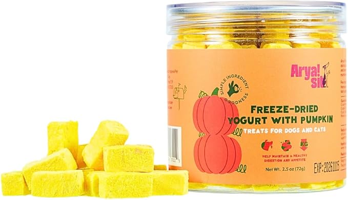 Arya Sit! - Freeze-Dried Food Topper (Yogurt with Pumpkin) for Dogs and Cats - Probiotic-Rich · High Fiber · Supports Healthy Poop