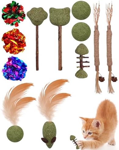 PET SHOW 12 Pack Catnip Toys for Indoor Cats Kitten Crinkle Balls