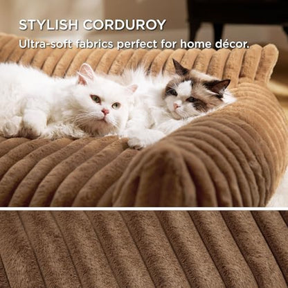 Bedsure ComfyFleece™ Shown on TV Fluffy Cat Couch for Pets,24in Camel Brown