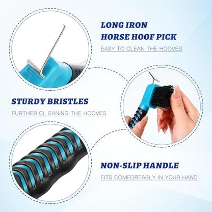 Zhehao 30 Pieces Horse Hoof Pick Brush with Soft Rubber Handle Portable Hoof Pick with Brush, Random Colors