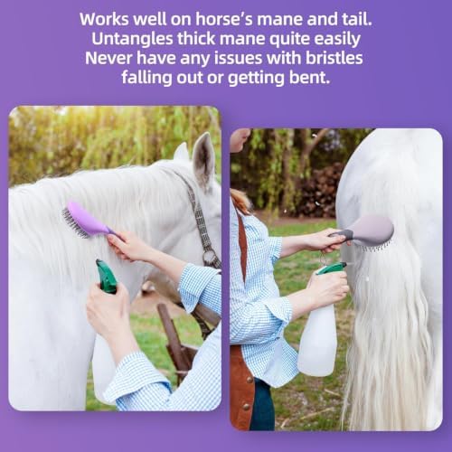 Equine Mane & Tail Combs Horse Brush Shedding Brush Grooming Tool for Horse (Gray)