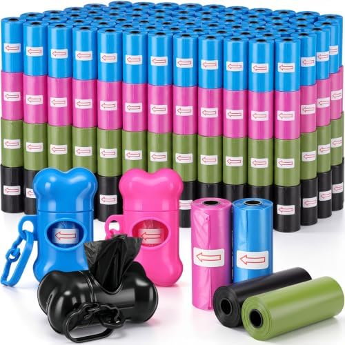 Teling 3000 Count Dog Poop Bags with 3 Dispensers, Colourful