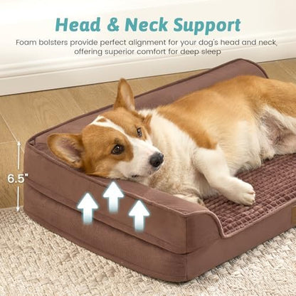 COZY KISS Orthopedic Dog Bed for Medium Small Size Dogs, L Shaped 30x20 in