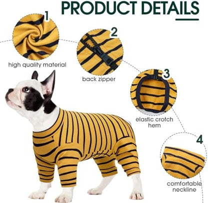 Kuoser Recovery Suit for Large Dogs After Surgery, Long Sleeve Dog Surgery Recovery Suit, Dog Onesie for Abdominal Wounds Skin Disease, Yellow XL