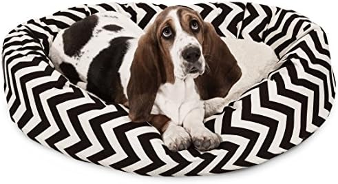 Majestic Pet Chevron Sherpa Bagel Bed, Black, 32-Inch