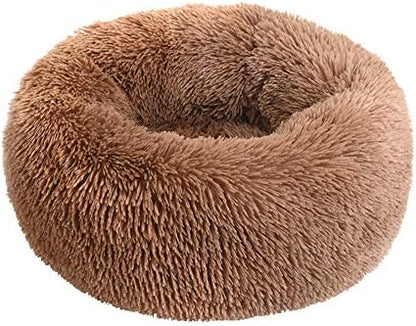 Plush Calming Donut Dog Bed for Small to Medium Dogs, 28 Inch Round Pet Bed