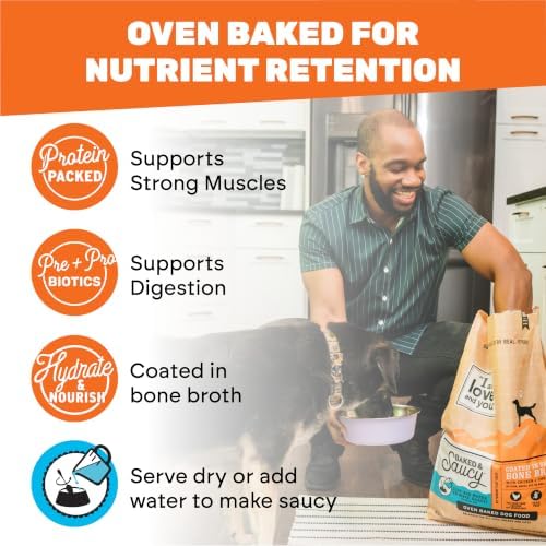 I AND LOVE AND YOU Baked and Saucy Dry Dog Food - Chicken + Sweet Potato - Prebiotic + Probiotic, Real Meat, Grain Free, No Fillers, 10.25lb Bag