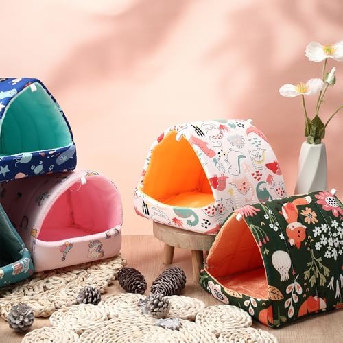 Ripeng 6 Pcs Guinea Pig Hideout Rabbit Bed, 7.9inch Night in the Forest
