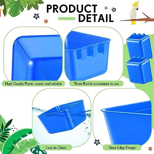 Maxdot 20 Pcs Chicken Water Feeder Cups 16 oz Pigeon Feeder Cup, Blue