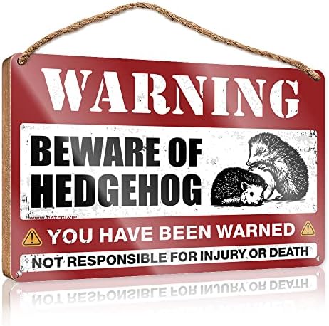 Funny Signs For Bedroom Beware Of Hedgehog Wooden Sign Boys Bedroom Decor Home Decor Clearance Farmhouse(15X28CM)