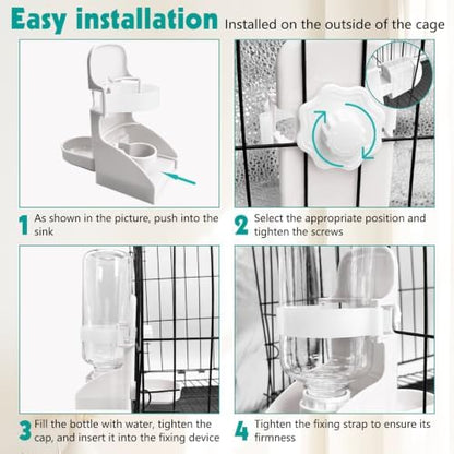 kathson 2PCS Rabbit Water Bottle, 17oz Hanging Water Fountain Automatic Dispenser No Leak WaterFeeder for Bunny Chinchilla Guinea Pig Hedgehog Ferret