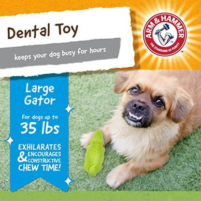 Arm & Hammer Super Treadz Gator Dental Dog Chew Toy, Large, 7 Inch, 12-Pk