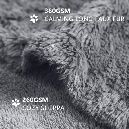 gogobunny Waterproof Dog Blanket for Couch & Furniture Protection - Super Soft Reversible Throw for Large Dogs & Cats, Calming Washable Fur & Sherpa Pet Blanket (40x50 Inch, Light Grey)