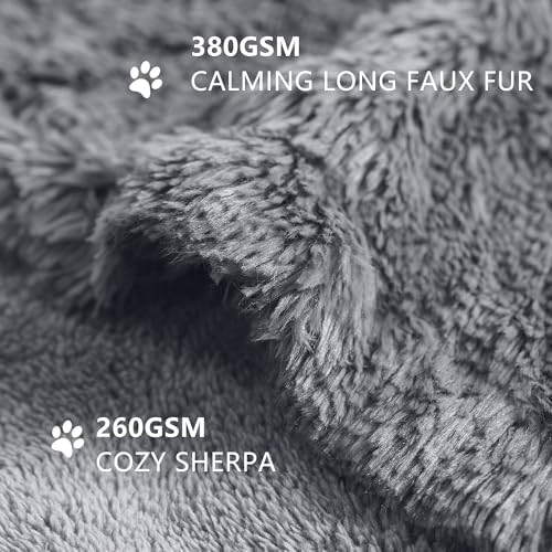 gogobunny Waterproof Dog Blanket for Couch & Furniture Protection - Super Soft Reversible Throw for Large Dogs & Cats, Calming Washable Fur & Sherpa Pet Blanket (50x60 Inch, Light Grey)