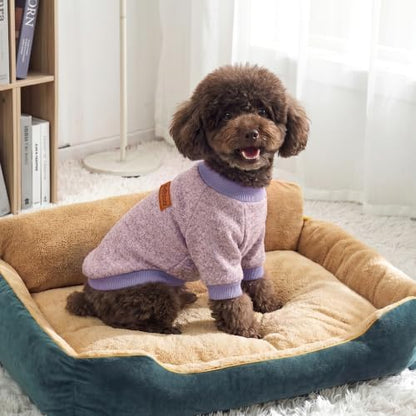 2 Pack Dog Sweaters for Small Dogs Girl Boy Winter Fleece Clothes Warm Soft Dog Sweatshirt Outfit for Dogs Cats Pet Apparel (Blue Purple+ Sweet Purple, L (Back: 15.7",Chest: 19.6",14-18Ibs))
