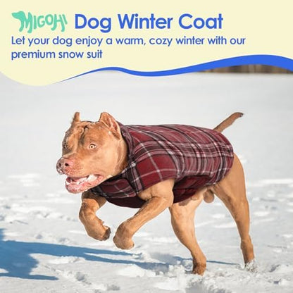MIGOHI Dog Jackets for Winter,Reversible Dog Coat with Leash Hole,Red,XL