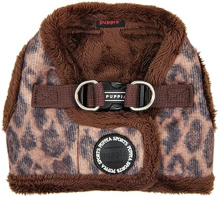 Puppia Kovo Vest Dog Harness Step-in Warm Winter Leopard Pattern for Small and Medium Dog, Brown, Medium