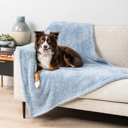 PetAmi Soft Plush Sherpa Dog Blanket for Pet Cat, Medium 29x40, Dusty Blue