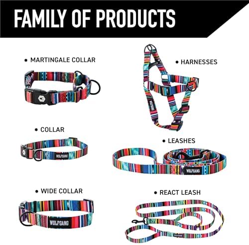 Wolfgang Heavy Duty Martingale Dog Collar with Quick Release Nylon Buckle for Walking & Training, Quetzal Print, Medium
