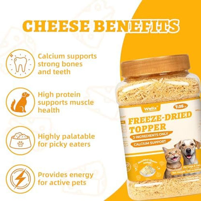 Wellix Freeze Dried Cheese Dog & Cat Food Toppers, 7.05oz