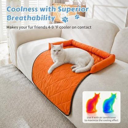 Cooling Dog Bed Mats with Neck & Head Support, 31.5 x 23.62 inch Orange