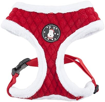 Puppia Blitzen Dog Harness Over-The-Head Warm Winter Christmas Holiday Harness Adjustable Chest for Small and Medium Dog, Red, X-Large