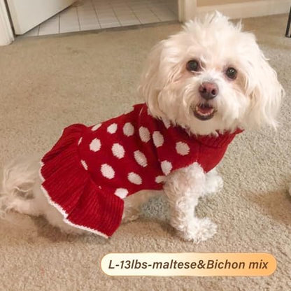 KYEESE Dog Sweater Dress for Small Dogs Turtleneck Thick Knit Pullover