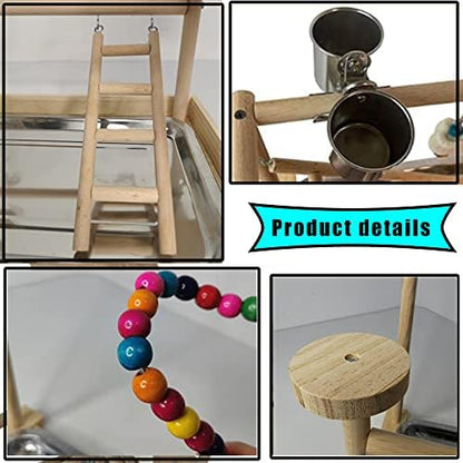 Hamiledyi Small Bird Playground Parakeet Play Gym Wooden Parrot Perch Stand