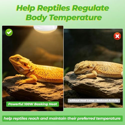 LUCKY HERP Reptile Heat Lamp Bulbs 100W, UVA Daylight Basking Bulbs 2 Pack
