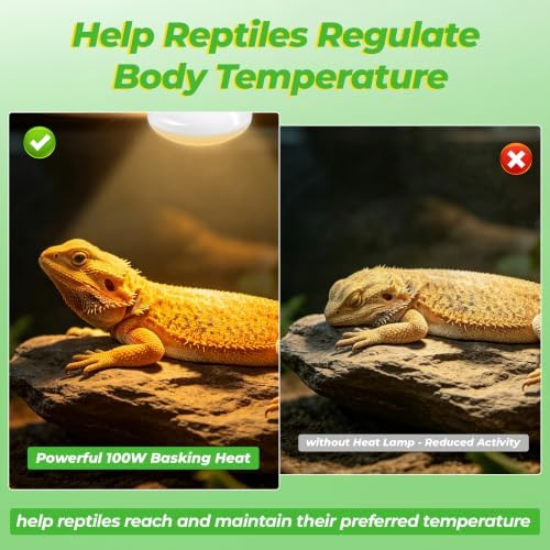 LUCKY HERP Reptile Heat Lamp Bulbs 50W, UVA Daylight Basking Bulbs 2 Pack