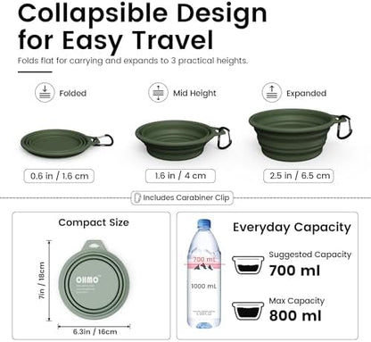 OHMO Large Collapsible Dog Bowls for Travel, 27oz, 2pcs, Camo&Sage Green