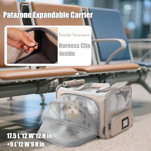 Small Dogs Carrier Airline Approved Soft Cat Carriers Stylish Expandable Pets Carriers Puppies Kitties Cage,Ventilated,Rabbit Bunny Small Animals Travel Outdoor Khaki Color