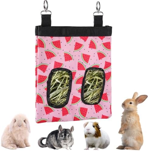 DZWLKJ Guinea Pig Hay Feeder, 600D Polyester, Watermelon, Rabbit Hay Feeder Bag, Guinea Pig, Chinchilla, Hamsters, Small Pets, 1 Pack, Foldable, Lightweight