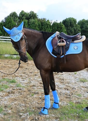 T TEKE Gorgeous Horse Ear Bonnet, 68% Viscose + 32% Acrylic Hand Crocheted mesh with Stylish Piping, Spandex Ears