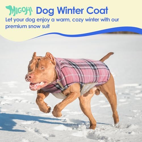 MIGOHI Reversible Dog Jacket with Leash Hole,Pink,S